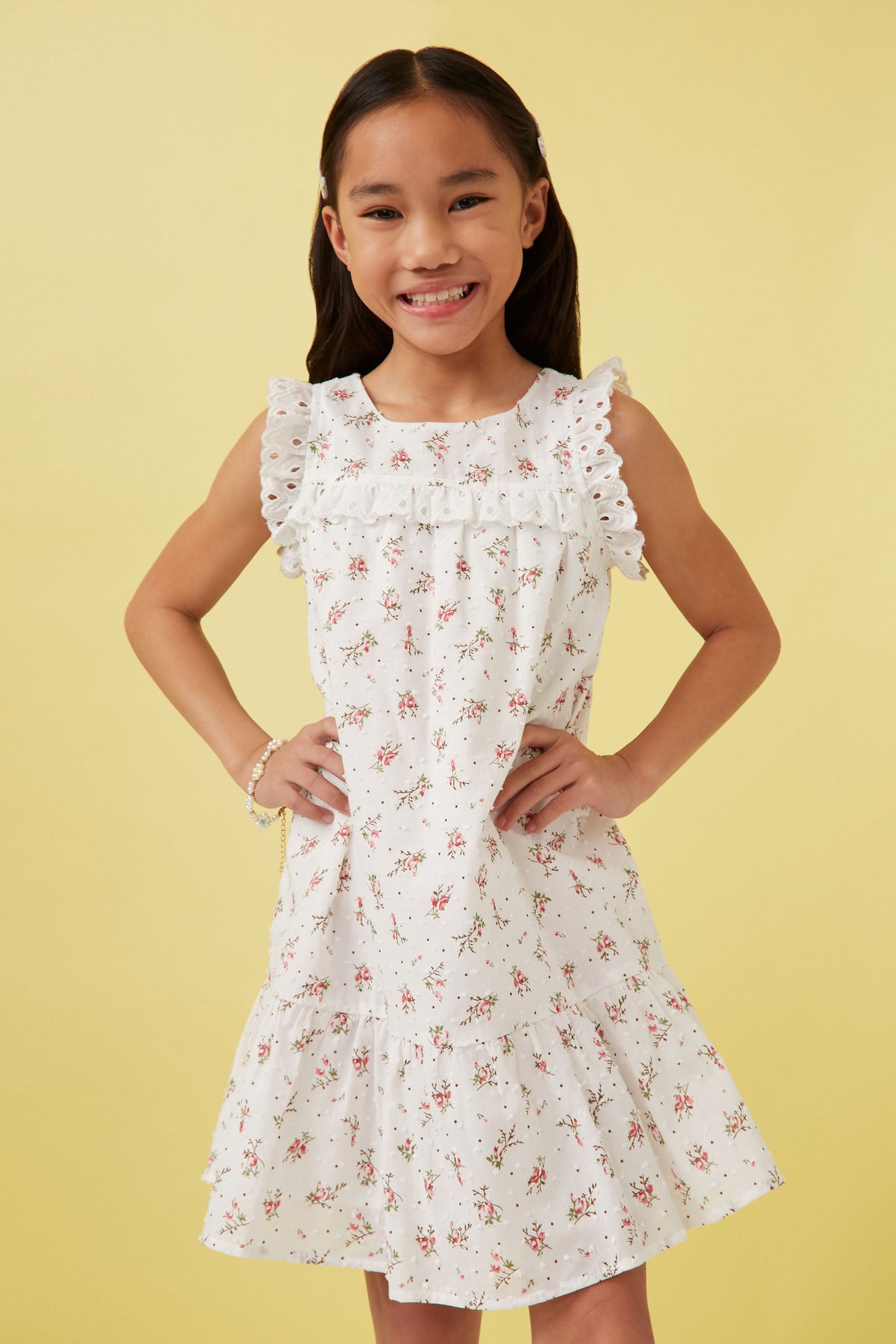 Ditsy Floral Square Lace Bib Dress
