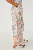 GK1196 Cream Girls Border Print Wide Leg Layered Jumpsuit Side
