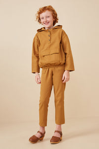 GK1211 Mustard Girls Buttoned Cargo Pocket Hooded Top Full Body