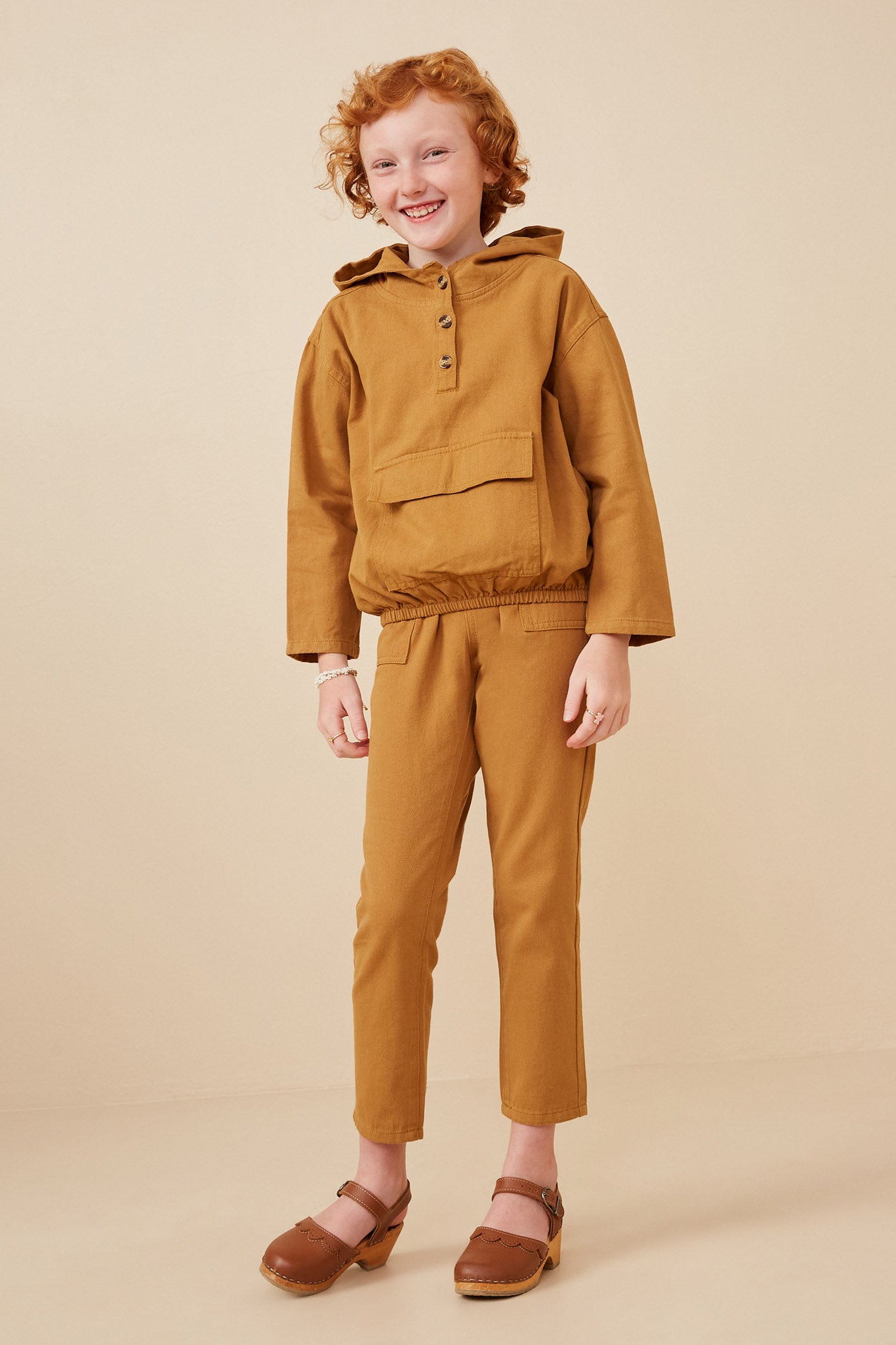 Buttoned Cargo Pocket Hooded Top