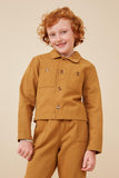 GK1212 Mustard Girls Button Up Chest Pocket Twill Shacket Front