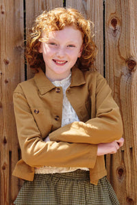 GK1212 Mustard Girls Button Up Chest Pocket Twill Shacket Editorial