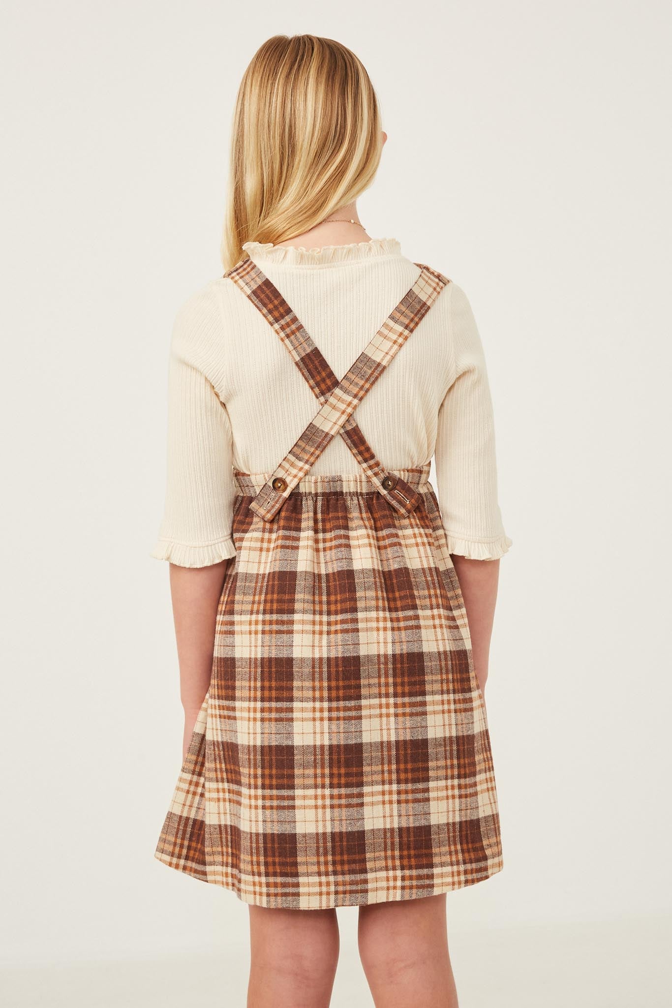 Girls Plaid Overall Dress