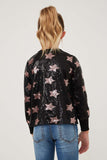 GK1347 BLACK Girls Sequined Star Pattern Sweatshirt Back
