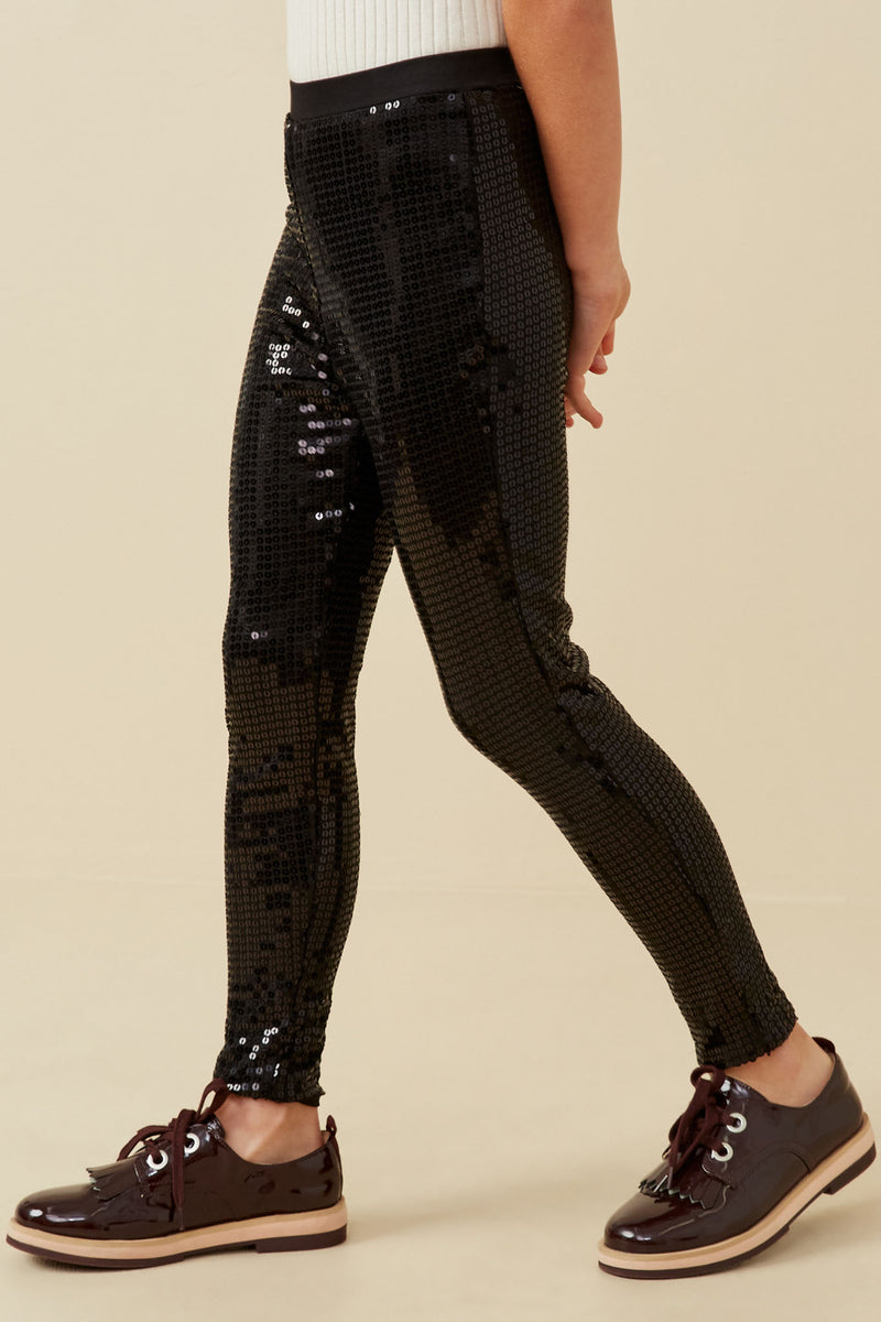 Girls Sequin Stretch Leggings Side