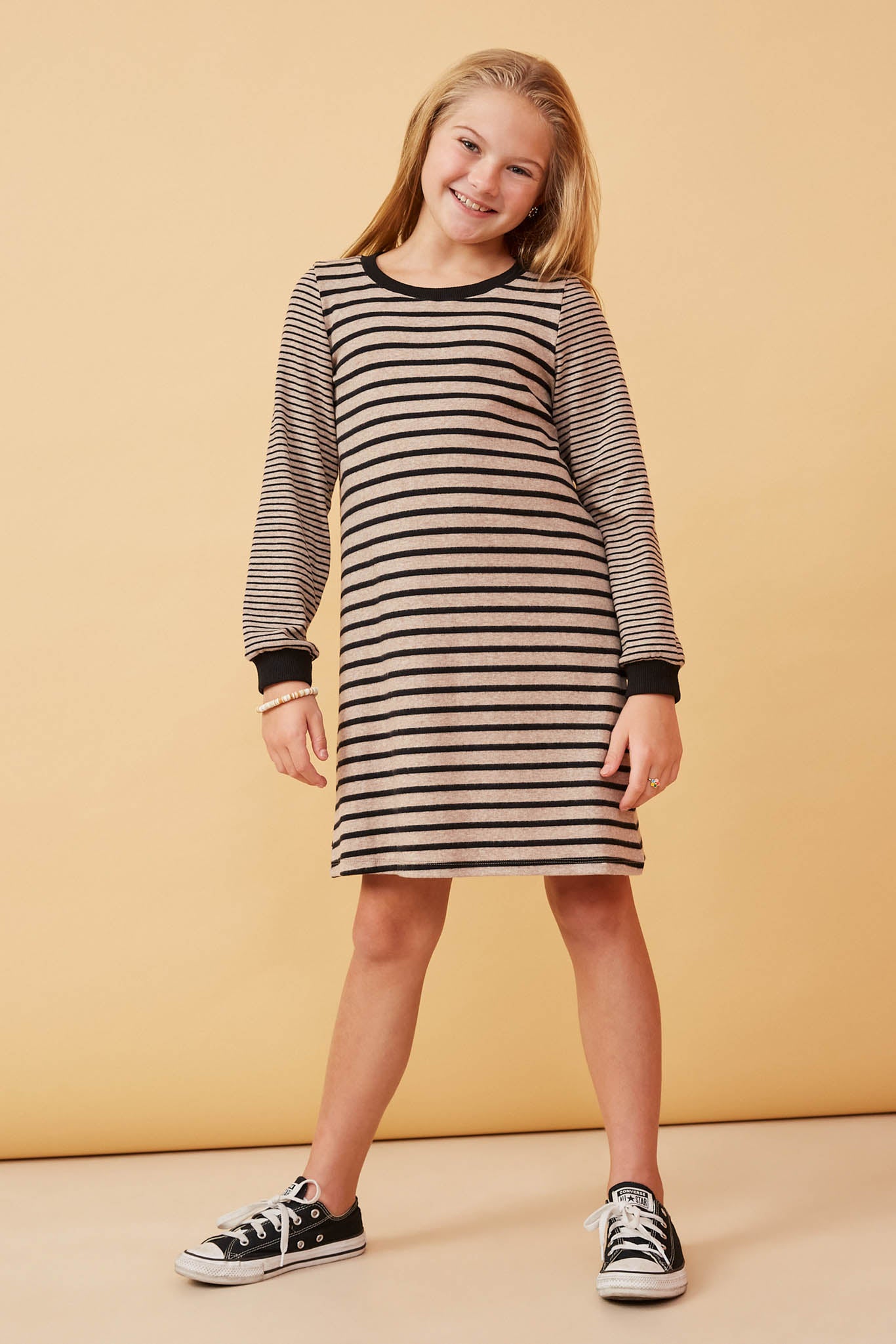 Stripe Blocked Button Detail Knit Shift Dress