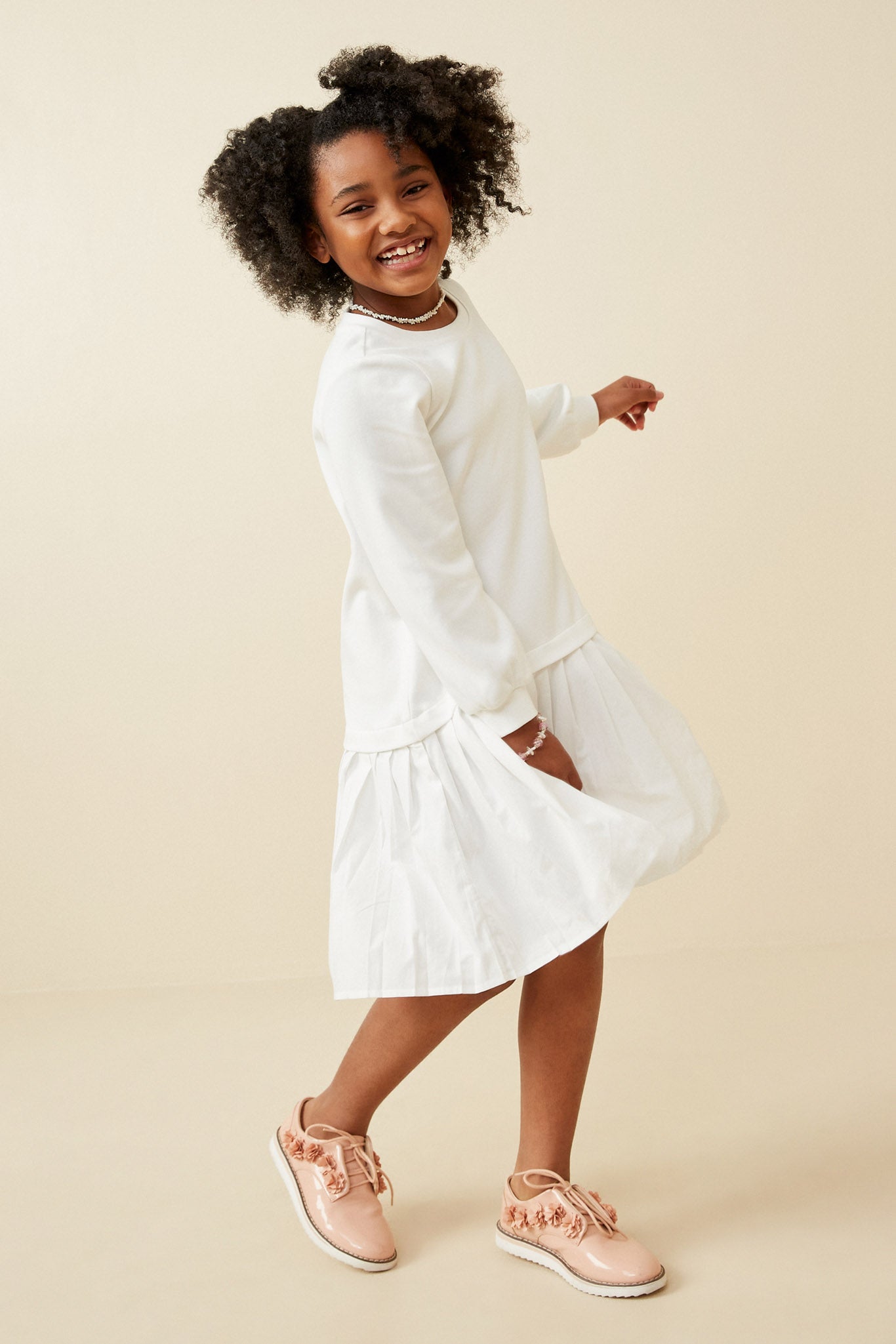 Girls Pleated Long Sleeve Dress | Cute Girls' Clothes Off White / XL Off White *girl's Dresses Midi Dresses Hayden Girls Girls Pleated Long Sleeve Dress | Cute Girls' Clothes Off White / XL Off White *girl's Dresses Midi Dresses Hayden Girls