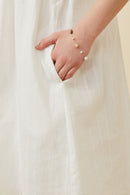 GK1375 Off White Girls Textured Lace Trim Ruffle Sleeve Dress Detail