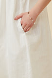 GK1375 Off White Girls Textured Lace Trim Ruffle Sleeve Dress Detail