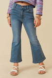 Flared Elastic Waist Stretch Denim Jeans