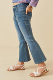 GK1396 DENIM Girls Flared Elastic Waist Stretch Denim Jeans Side