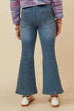 GK1396 DENIM Girls Flared Elastic Waist Stretch Denim Jeans Back