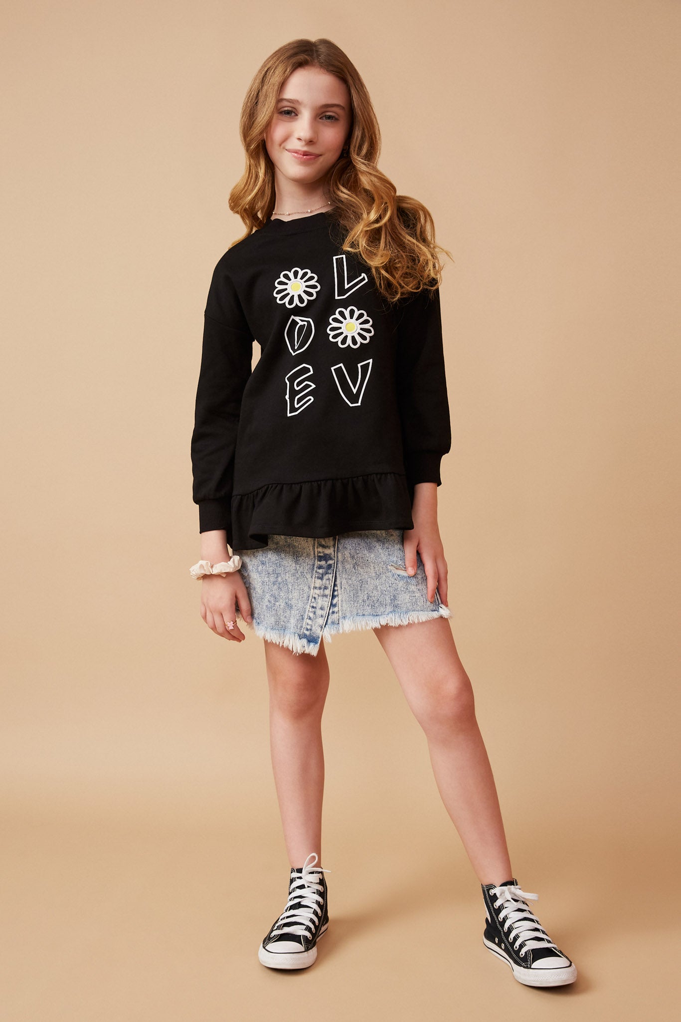 Mixed Love Graphic Drop Hem Tunic