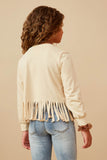 Girls Fringed Graphic French Terry Top Back
