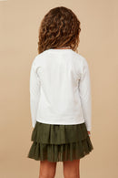 GK1418 OFF WHITE Girls Floral Love Print T Shirt Back