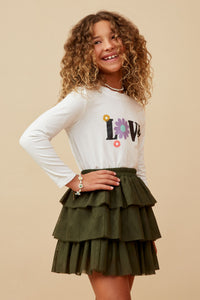 GK1418 OFF WHITE Girls Floral Love Print T Shirt Side