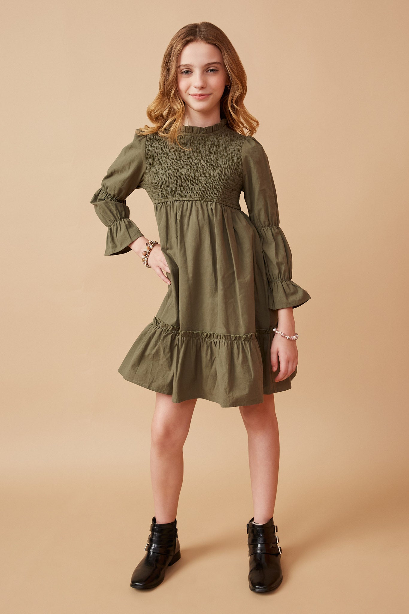 Girls Smocked Casual Dresses | Cute Girls' Clothes Olive *girl's Dresses Midi Dresses Hayden Girls Girls Smocked Casual Dresses | Cute Girls' Clothes Olive *girl's Dresses Midi Dresses Hayden Girls