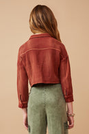 Girls Overdyed Tie Front Button Up Shirt Back