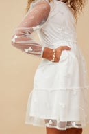 GK1512 OFF WHITE Girls Butterfly Applique Mesh Dress Side