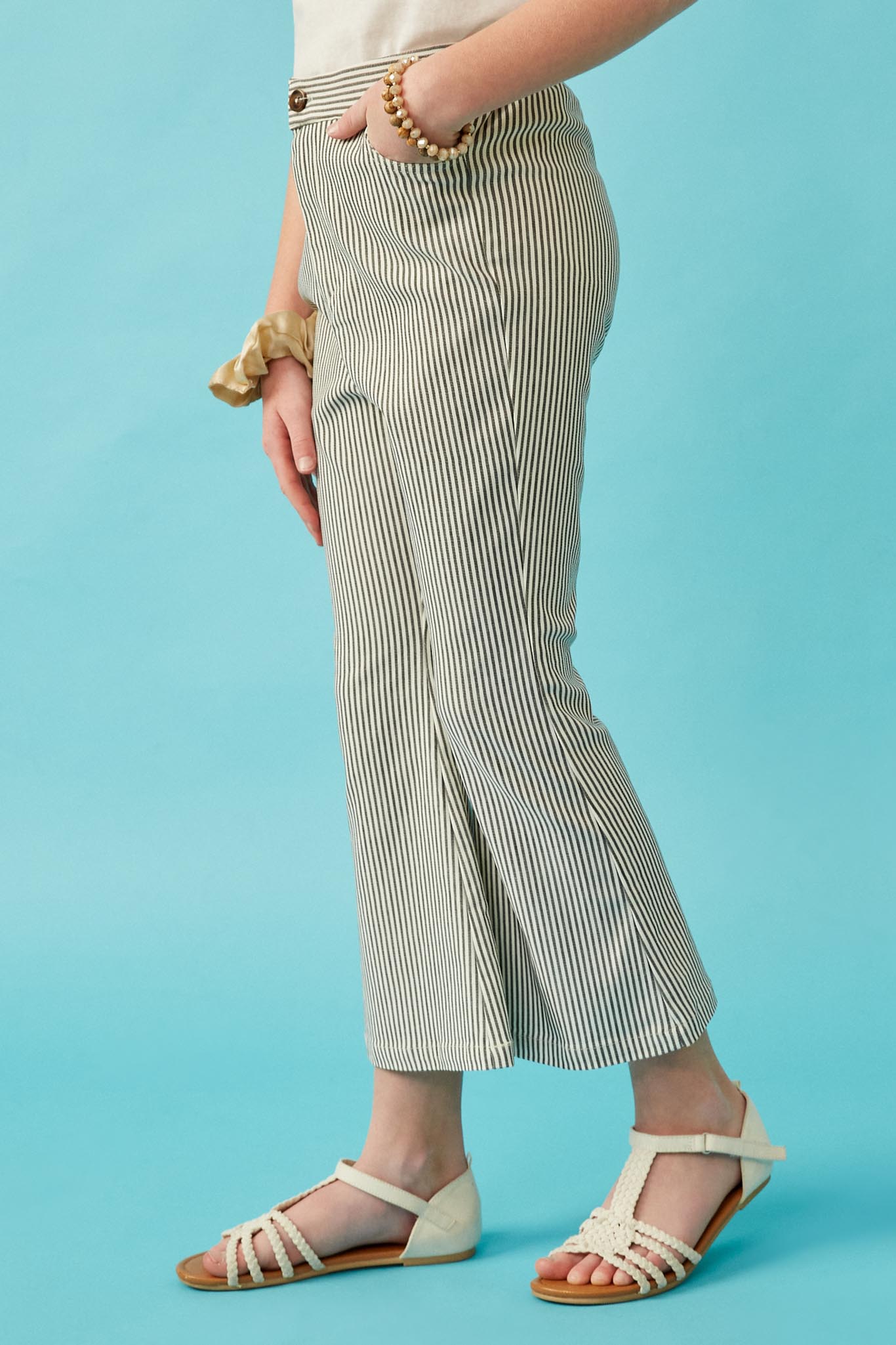 Stretch Pinstripe Flared Pants