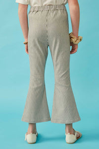 GK1548 Grey Girls Stretch Pinstripe Flared Pants Back