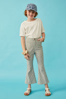 GK1548 Grey Girls Stretch Pinstripe Flared Pants Full Body