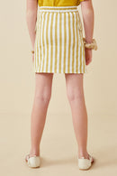 GK1549 Mustard Girls Striped Cargo Pocket Skirt Back