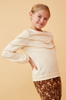 GK1559 Ivory Girls Fringe Detail Knit Sweatshirt Side