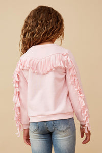 Girls French Terry Self Fringed Sweatshirt Back
