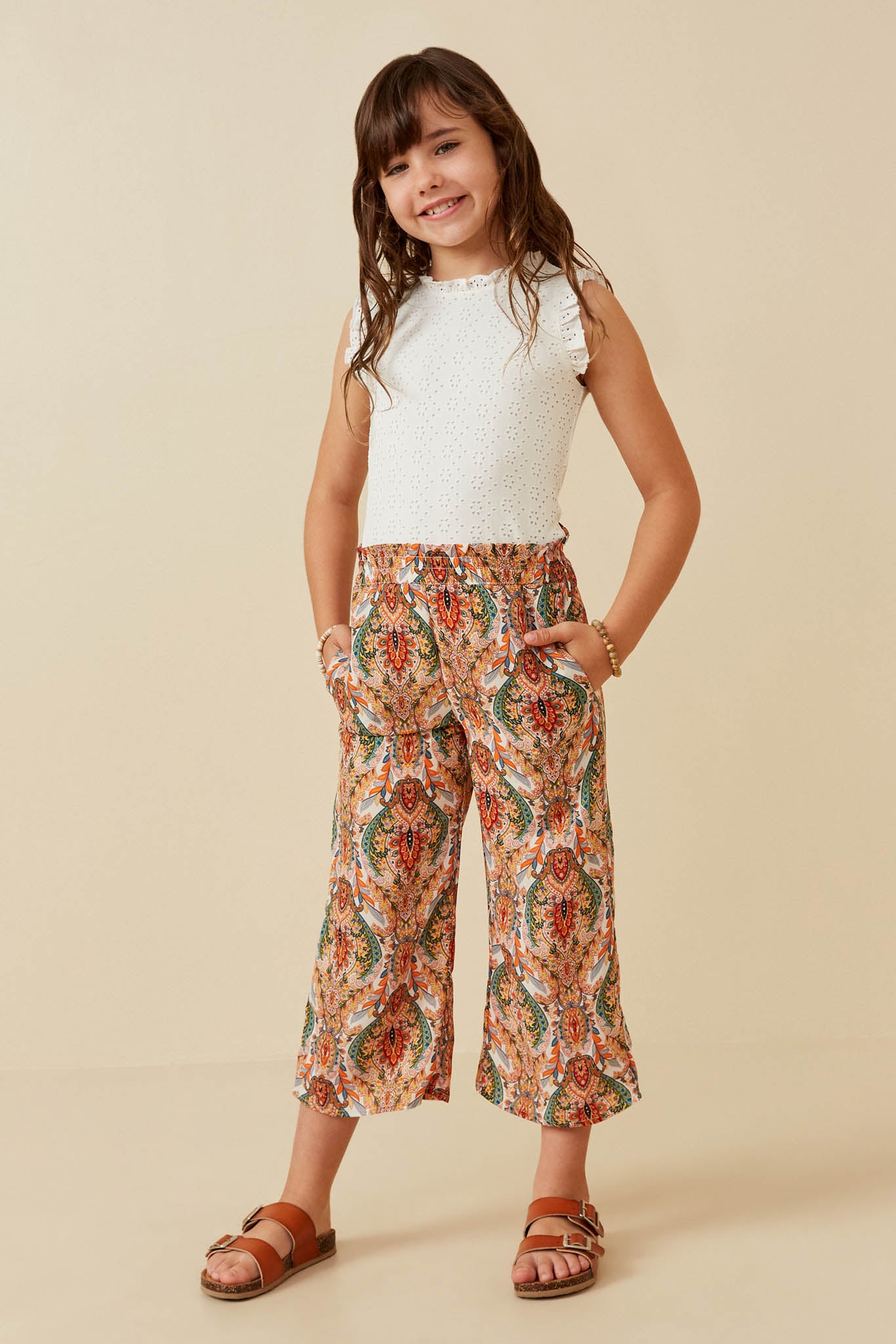 Smock Waist Wide Leg Paisley Pant For Girls | Cute Girls' Clothes