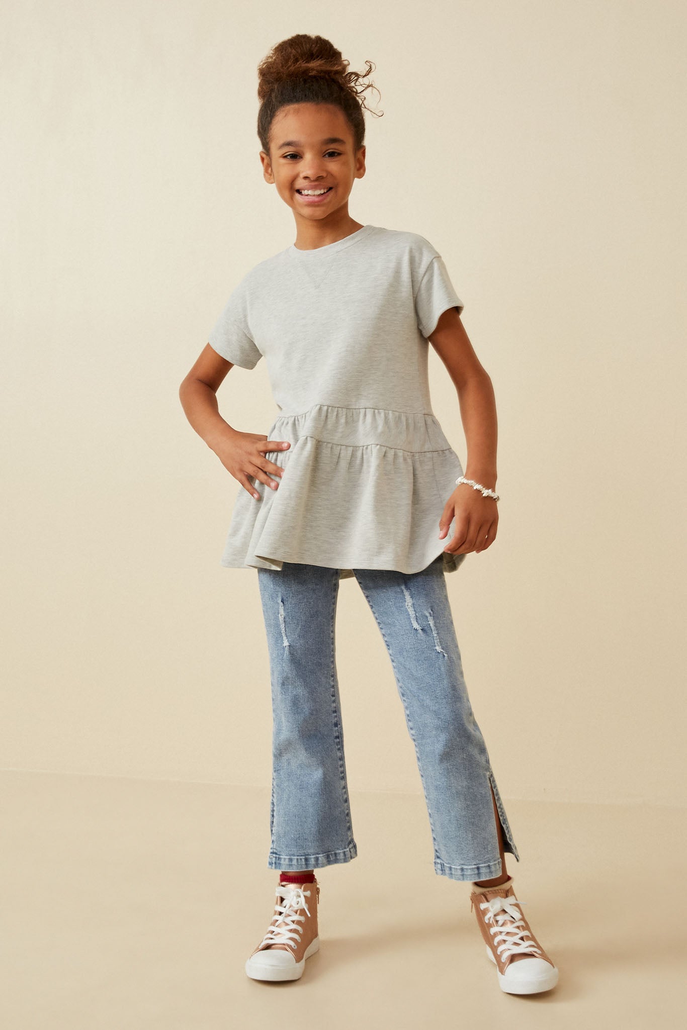 Soft French Terry Banded Peplum Top