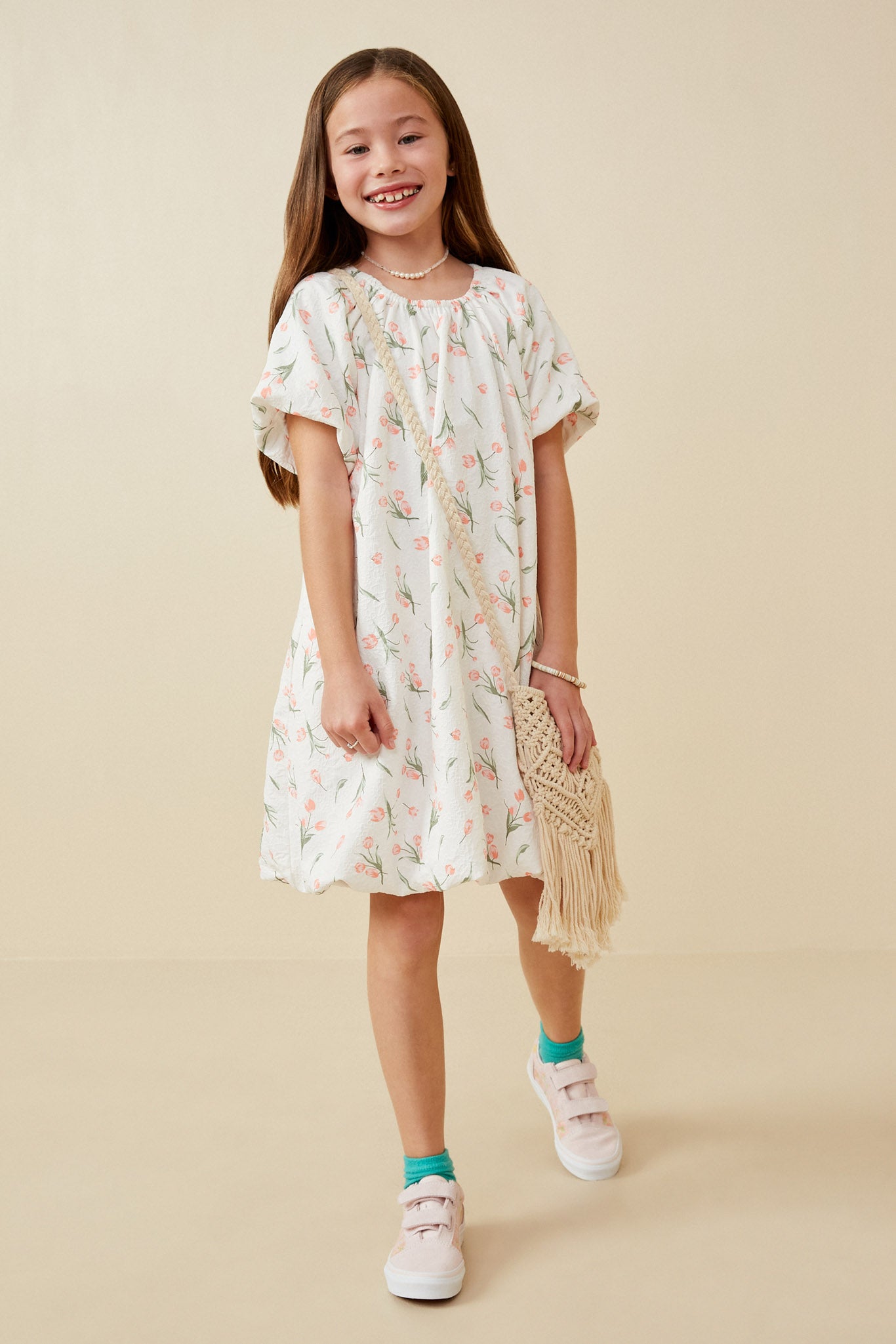 Girls Floral Puff Sleeve Dress | Cute Girls' Clothes Off White / M Off White *Girl's Dresses Midi Dresses Hayden Girls Girls Floral Puff Sleeve Dress | Cute Girls' Clothes Off White / M Off White *Girl's Dresses Midi Dresses Hayden Girls