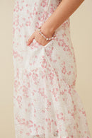 GK1685 Off White Girls Floral Eyelet Lace Tiered Cap Sleeve Dress Detail