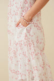 GK1685 Off White Girls Floral Eyelet Lace Tiered Cap Sleeve Dress Detail