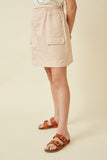 GK1750 Beige Girls Cargo Pocket Nylon Skirt Side