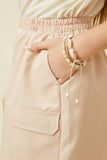 GK1750 Beige Girls Cargo Pocket Nylon Skirt Detail