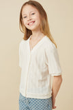 GK1754 Ivory Girls Heart Knitted Puff Sleeve Knit Top Side