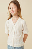 GK1754 Ivory Girls Heart Knitted Puff Sleeve Knit Top Front 2