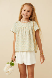 Girls Paisley Print Flutter Sleeve Top Front