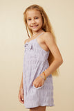 Girls Textured Bow Front Tank Romper Side