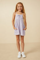 Girls Textured Bow Front Tank Romper Full Body