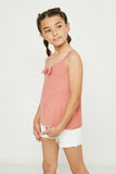 GN4024 CORAL Girls Bow Detail Spaghetti Strap Knit Tank Side