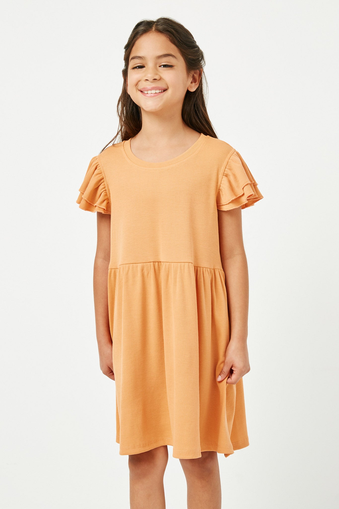 Girls Ruffle Sleeve Dress | Cute Girls' Clothes Coral / S Coral Girl's Dresses Mini Dresses Hayden Girls Girls Ruffle Sleeve Dress | Cute Girls' Clothes Coral / S Coral Girl's Dresses Mini Dresses Hayden Girls
