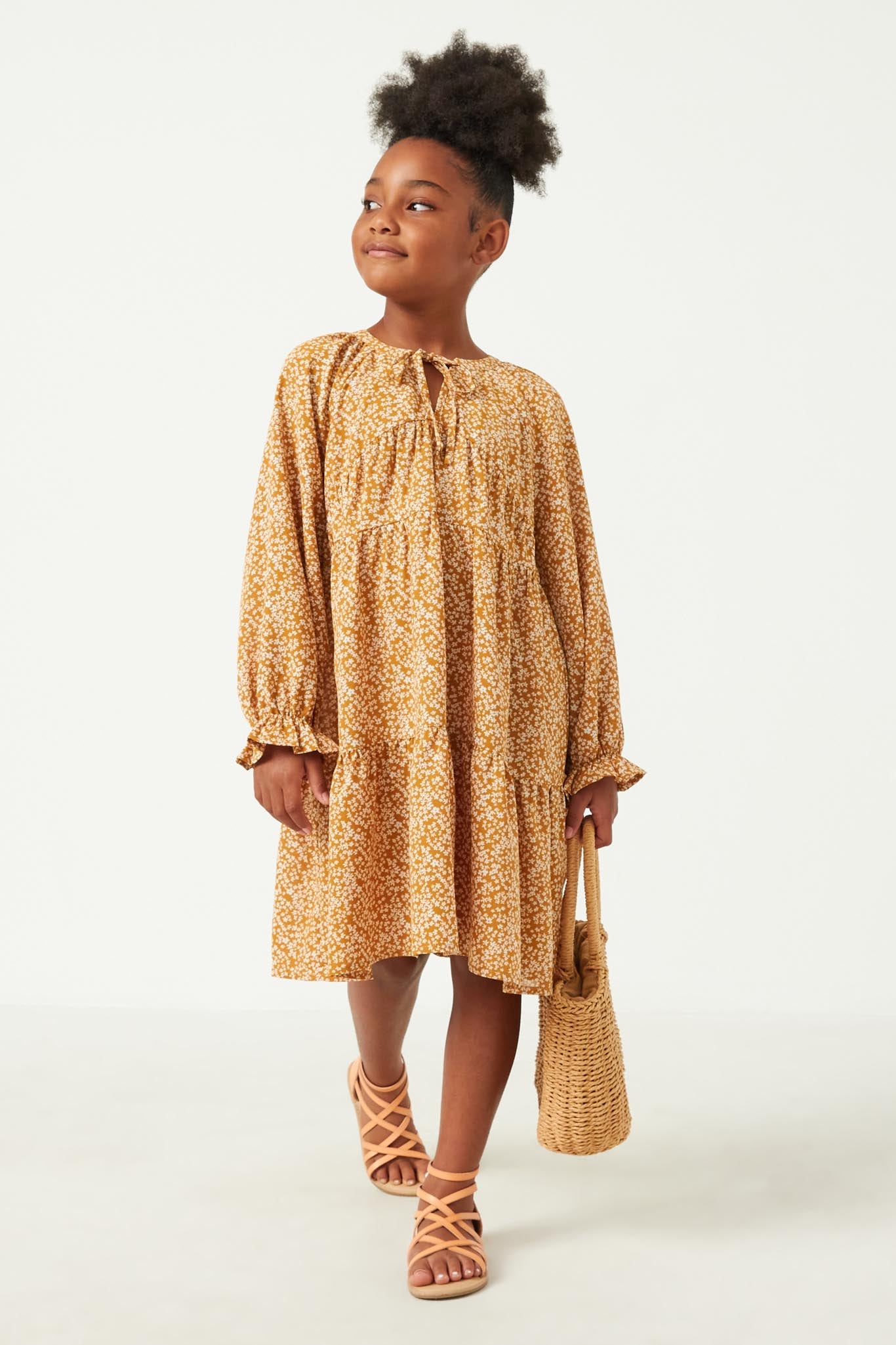 Floral Girls Long Sleeve Dress | Cute Girls' Clothes Mustard / S Mustard *girl's Dresses Midi Dresses Hayden Girls Floral Girls Long Sleeve Dress | Cute Girls' Clothes Mustard / S Mustard *girl's Dresses Midi Dresses Hayden Girls