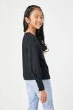 GN4155 BLACK Girls Textured Rib Exaggerated Cuff Knit Top Back 2