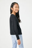 GN4155 BLACK Girls Textured Rib Exaggerated Cuff Knit Top Back 2