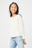 GN4155 IVORY Girls Textured Rib Exaggerated Cuff Knit Top Side