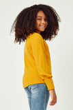 GN4155 MUSTARD Girls Textured Rib Exaggerated Cuff Knit Top Back