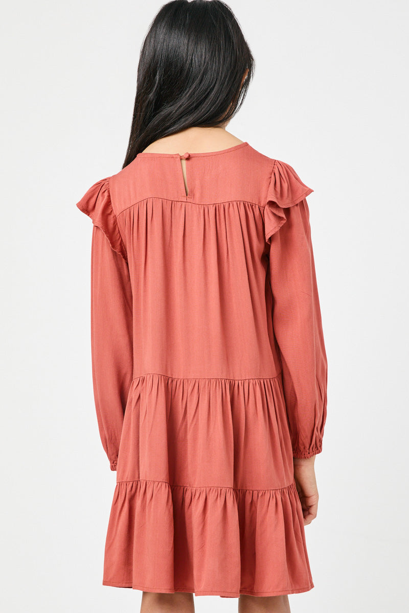 girls long sleeve dresses Ruffled Girls Long Sleeve Dresses