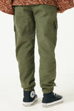 GN4216 OLIVE Girls Corduroy Zip Fly Cargo Joggers Back